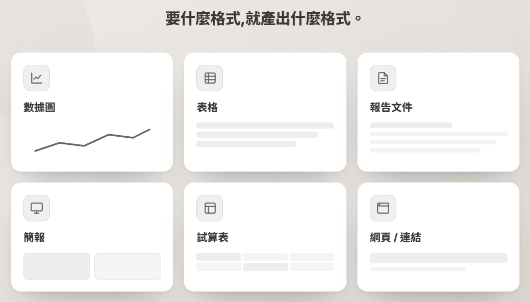多種產出格式